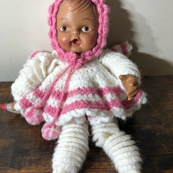 Crocheted Girl Mid Century Doll - Picture 3 of 6
